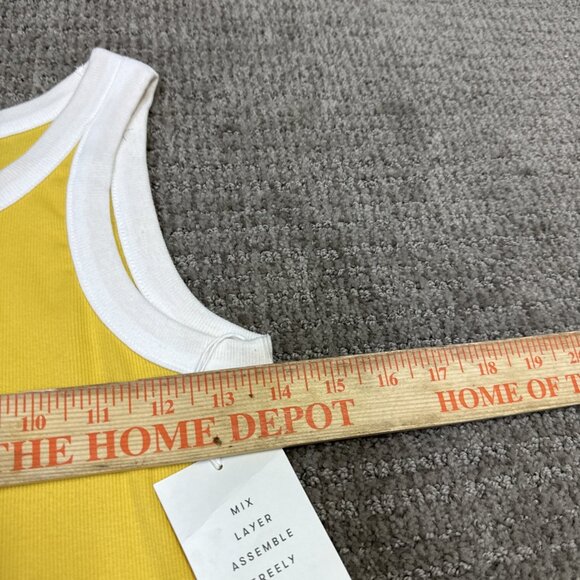 Free Assembly Tank Top Yellow White Sleeveless Women’s Size XS NWT - Picture 7 of 11